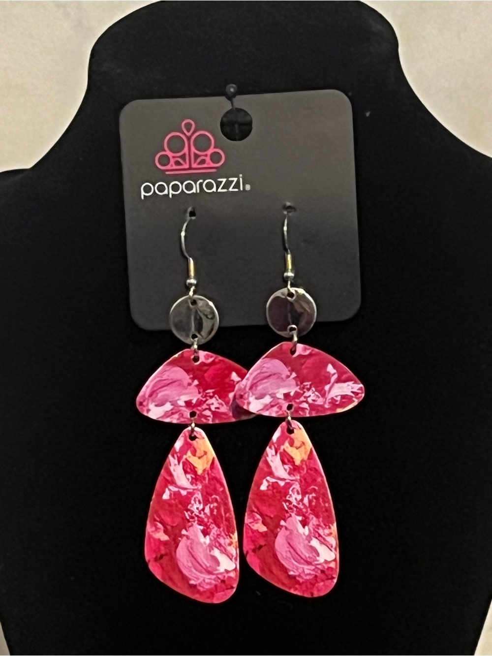 Paparazzi Pink Marbled Dangle Earrings